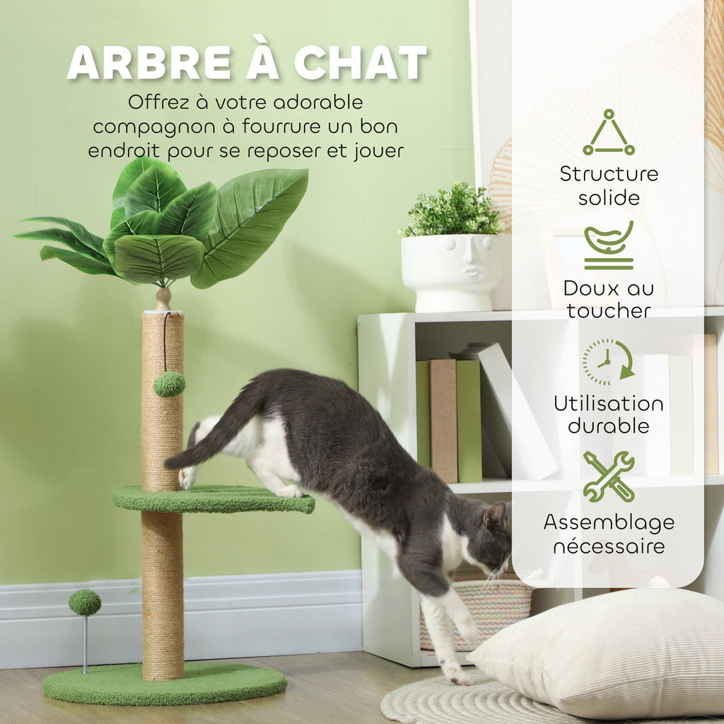 Arbre à chat arbre à grimper pour chat hauteur 83 cm avec griffoir en jute, balles jouets, plates-formes en peluche Aosom