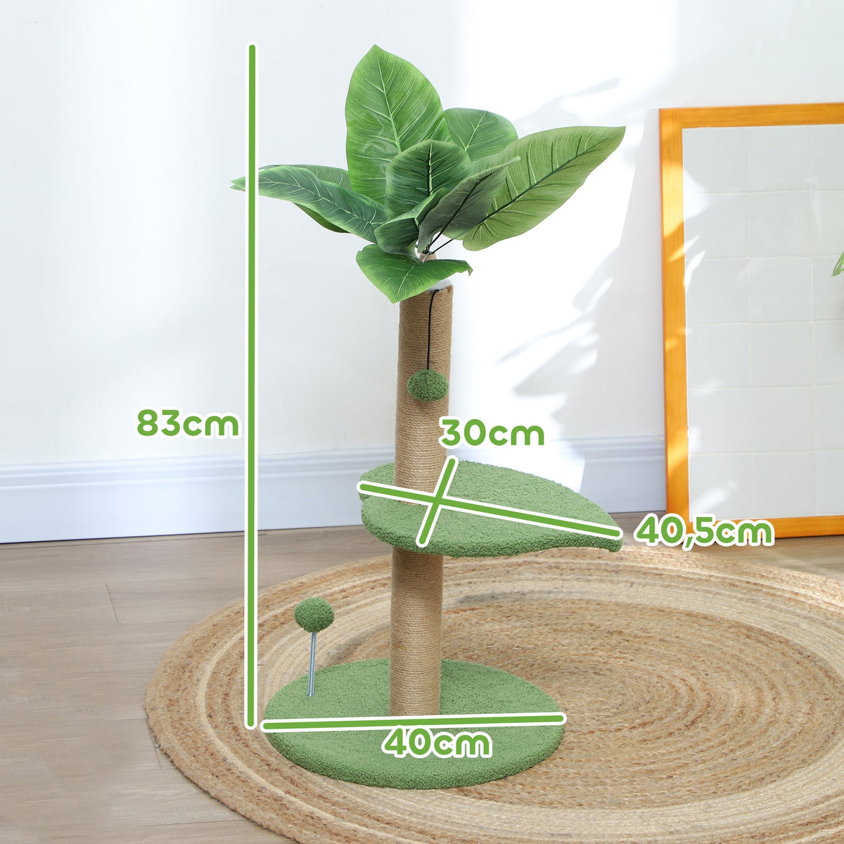 Arbre à chat arbre à grimper pour chat hauteur 83 cm avec griffoir en jute, balles jouets, plates-formes en peluche Aosom
