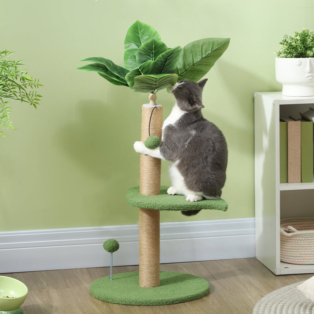 Arbre à chat arbre à grimper pour chat hauteur 83 cm avec griffoir en jute, balles jouets, plates-formes en peluche Aosom