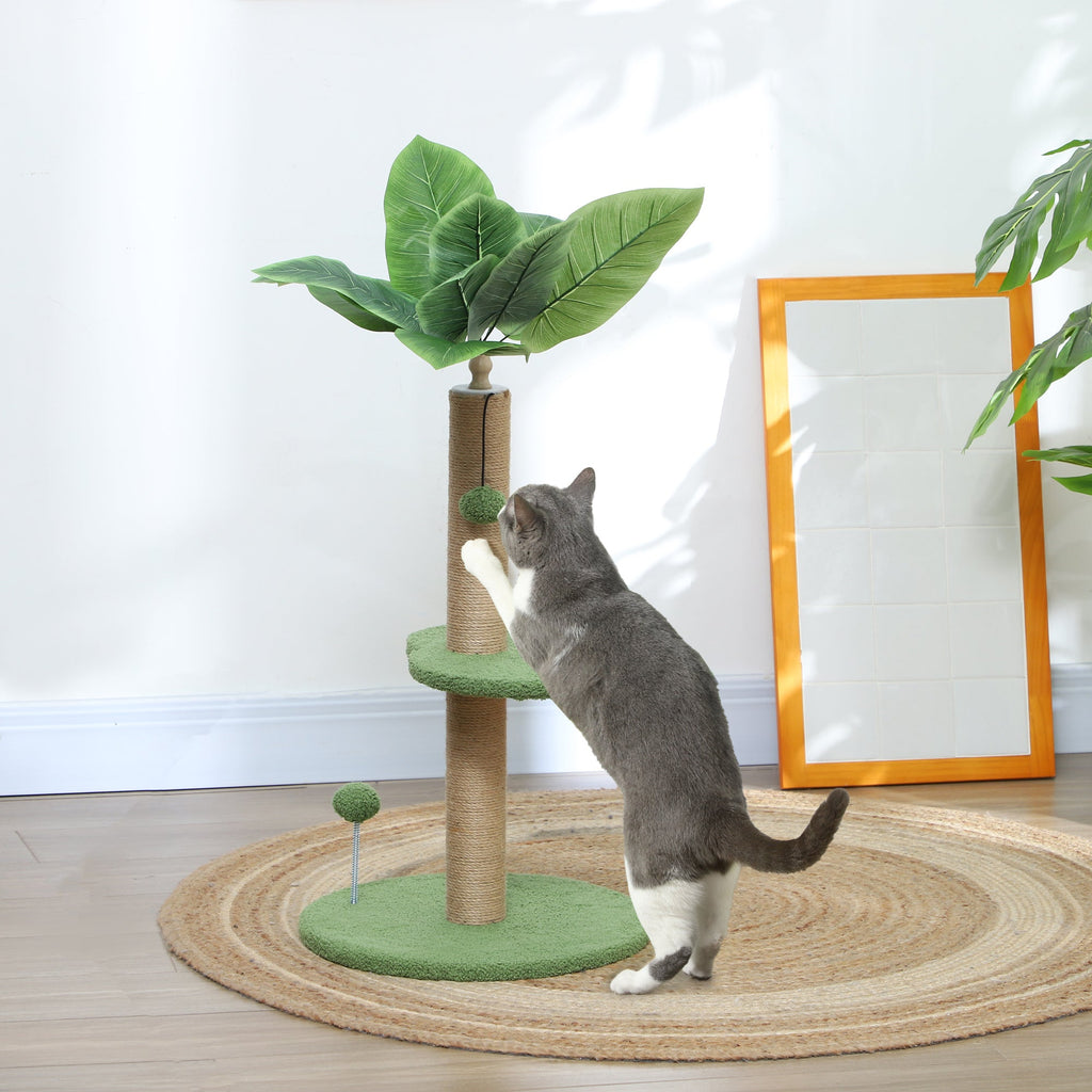 Arbre à chat arbre à grimper pour chat hauteur 83 cm avec griffoir en jute, balles jouets, plates-formes en peluche Aosom